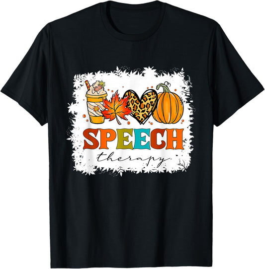 Autumn Fall Speech Therapy SLP Thankful Grateful Pumpkin T-Shirt
