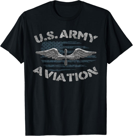 Aircraft Mechanic Flight Instructor Flying Xmas US Army Aviation US Airplanes Pilot Tee, Unisex Adult T-Shirt, Black, Small, Short Sleeve, Classic Fit, Cotton 80% Polyester 20%, Aviation Pilot T-Shirt