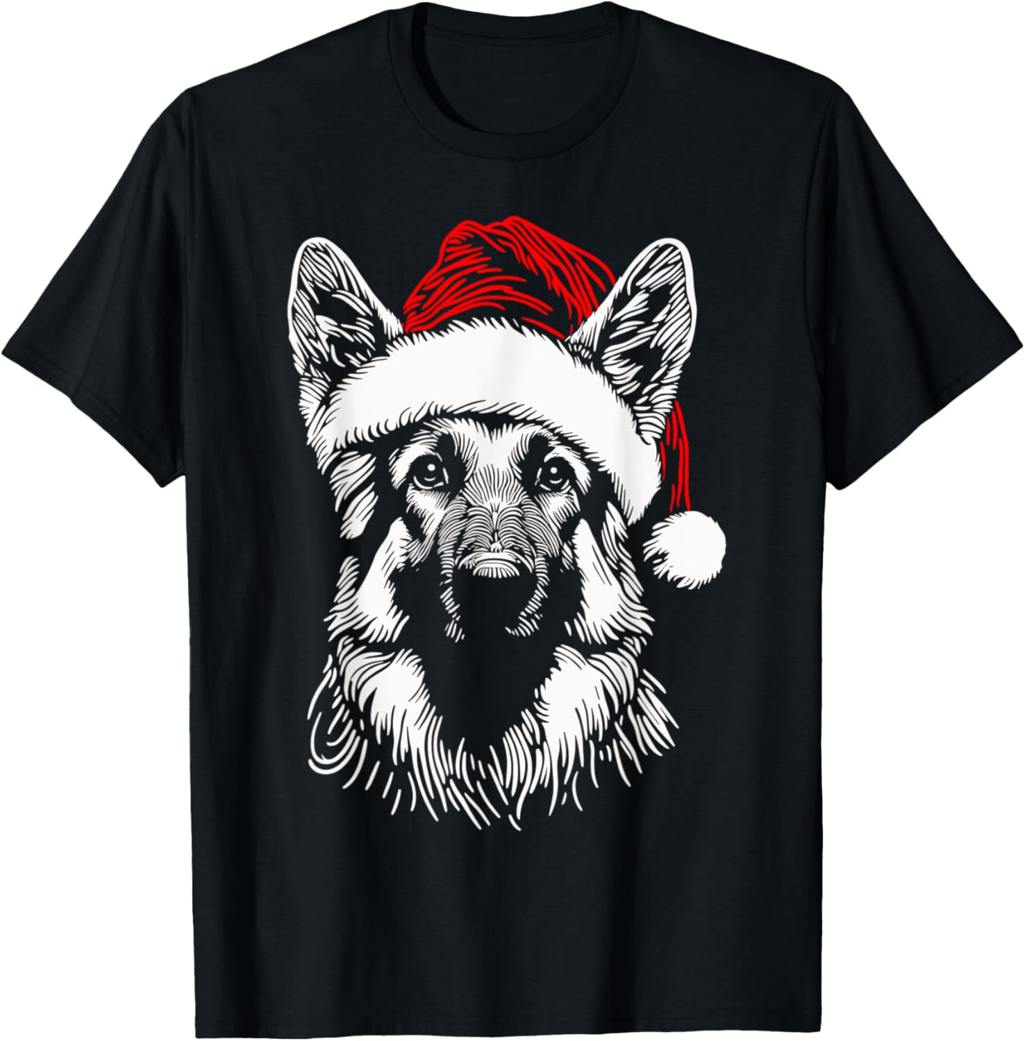 German Shepherd Santa Hat Christmas Xmas Pajama Women Mom T-Shirt