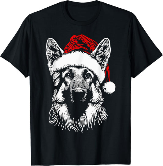 German Shepherd Santa Hat Christmas Xmas Pajama Women Mom T-Shirt