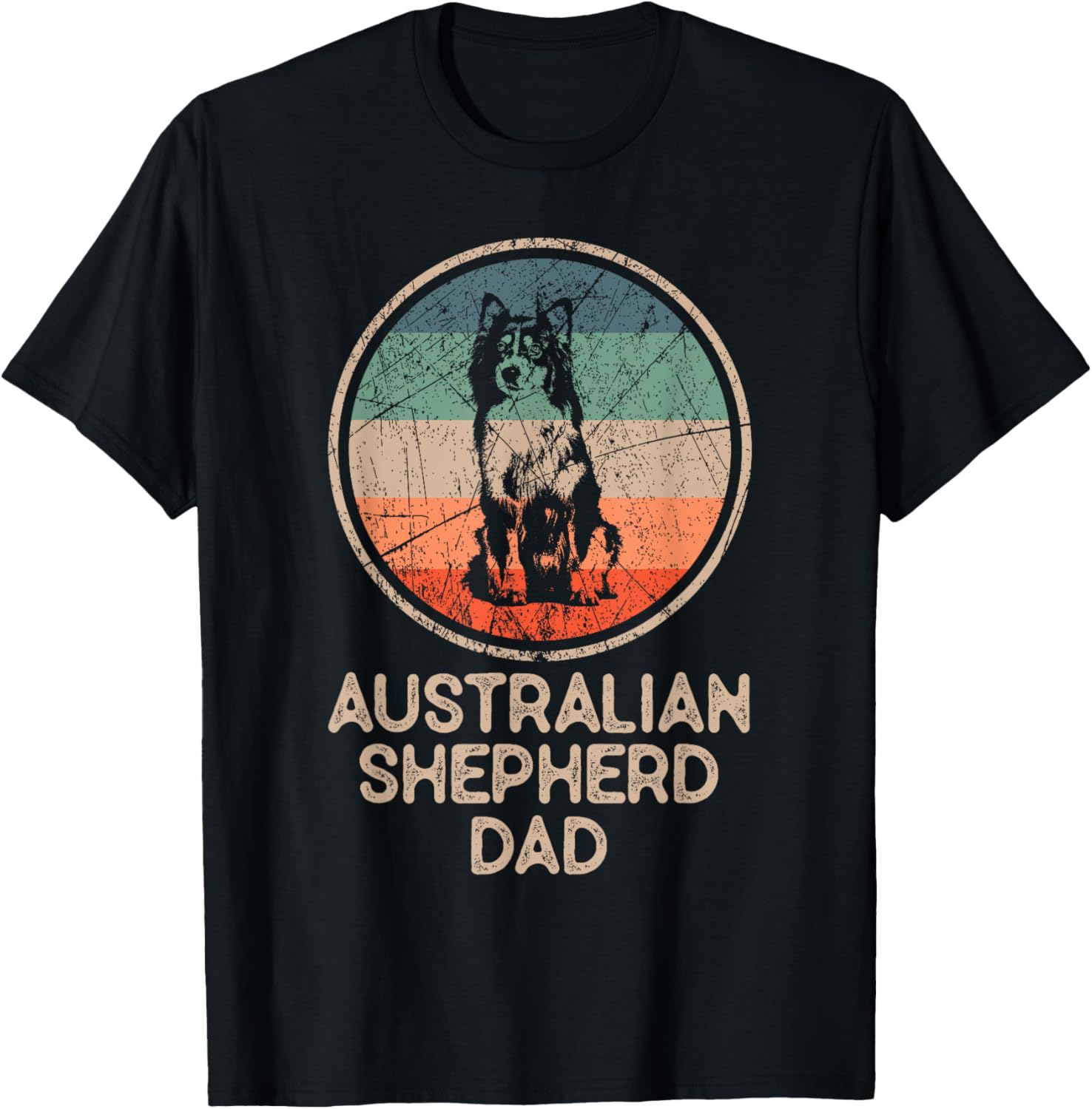 Australian Shepherd Dog - Vintage Australian Shepherd Dad T-Shirt for Men Women