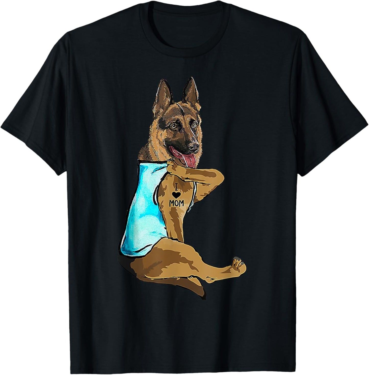 German Shepherd I Love Mom Tattoo Dog Mother's Day T-Shirt