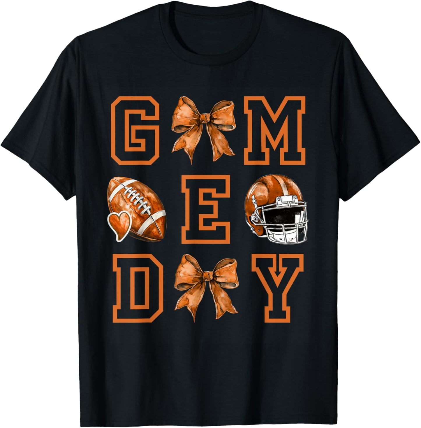 Autumn Coquette Bow Game Day American Football Player Coach T-Shirt