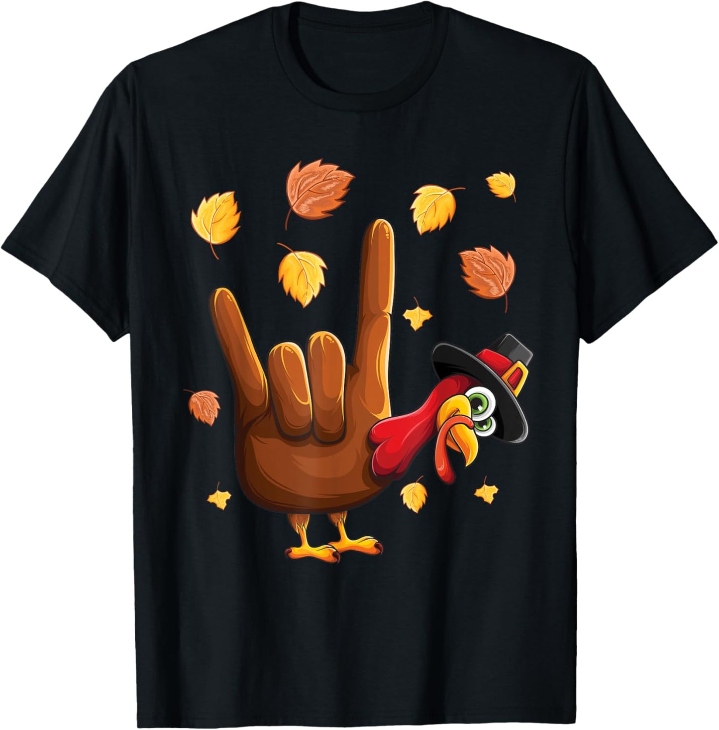 ASL Tukey American Sign Language I Love You Thanksgiving T-Shirt