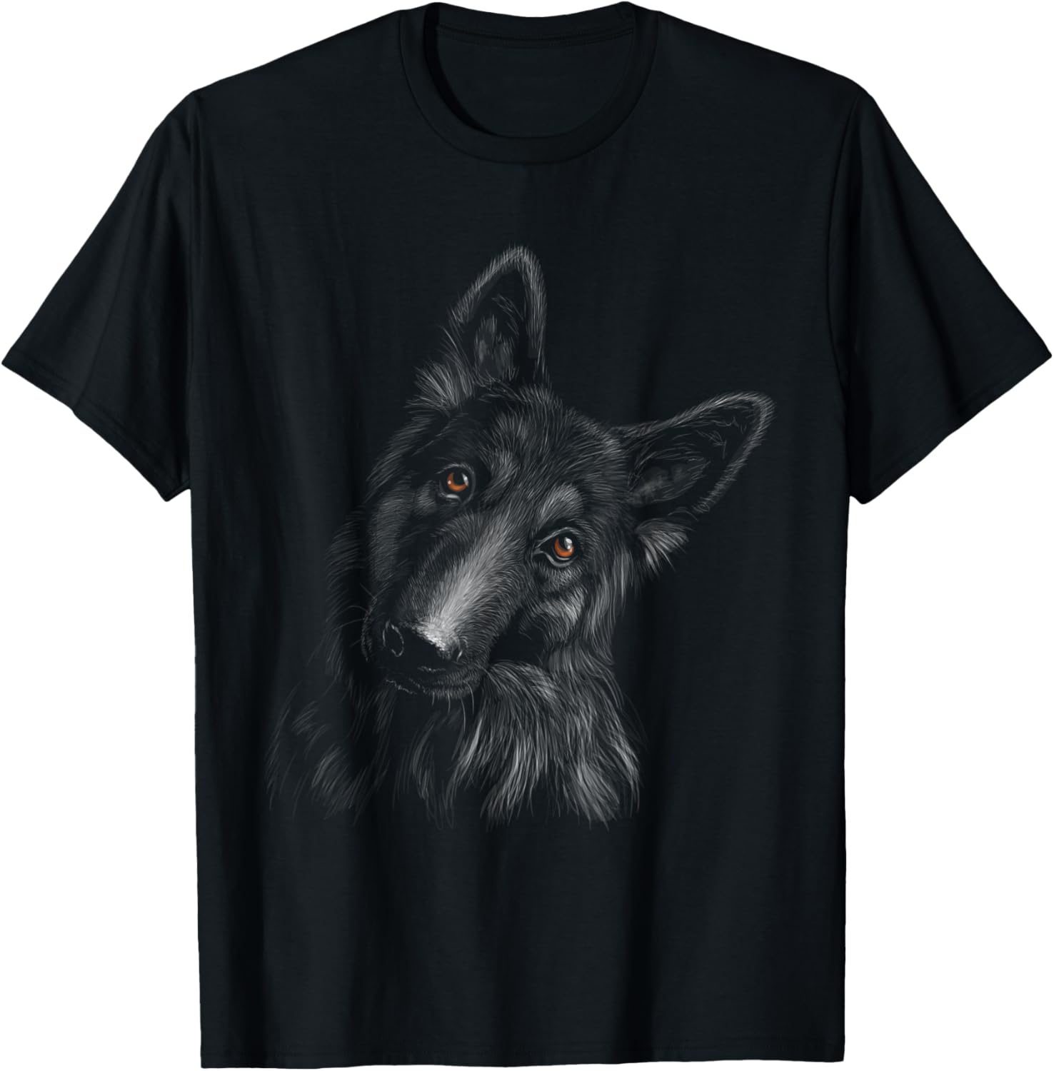 German Shepherd dog black background pet dog lover theme T-Shirt