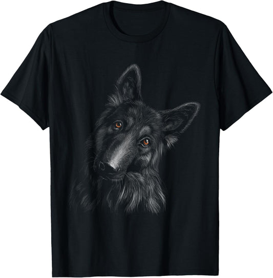German Shepherd dog black background pet dog lover theme T-Shirt