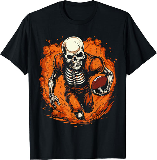 American Football Skeleton Football Player Halloween Spooky T-Shirt