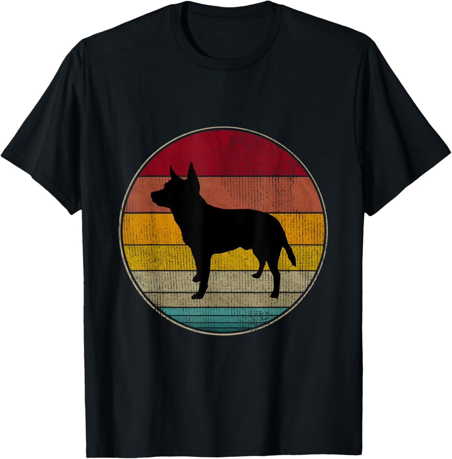 Australian Cattle Dog Silhouette Pet Lovers Vintage Retro Men Women Kids T-Shirt