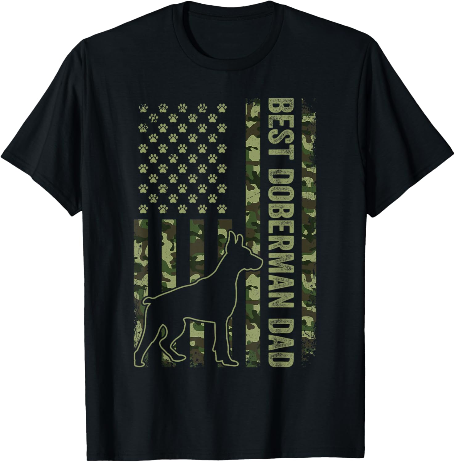 American Flag Best Doberman Dad Ever Tee Dog Dad T-Shirt