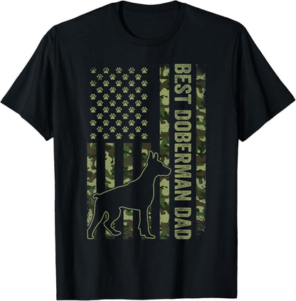 American Flag Best Doberman Dad Ever Tee Dog Dad T-Shirt