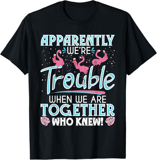 Apparently We're Trouble - Funny Flamingo Lover Zoo Animal T-Shirt