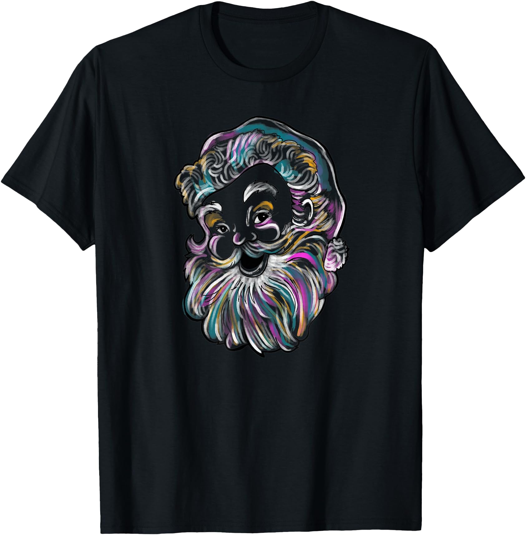 Cool Christmas Santa Claus Face Colorful Design