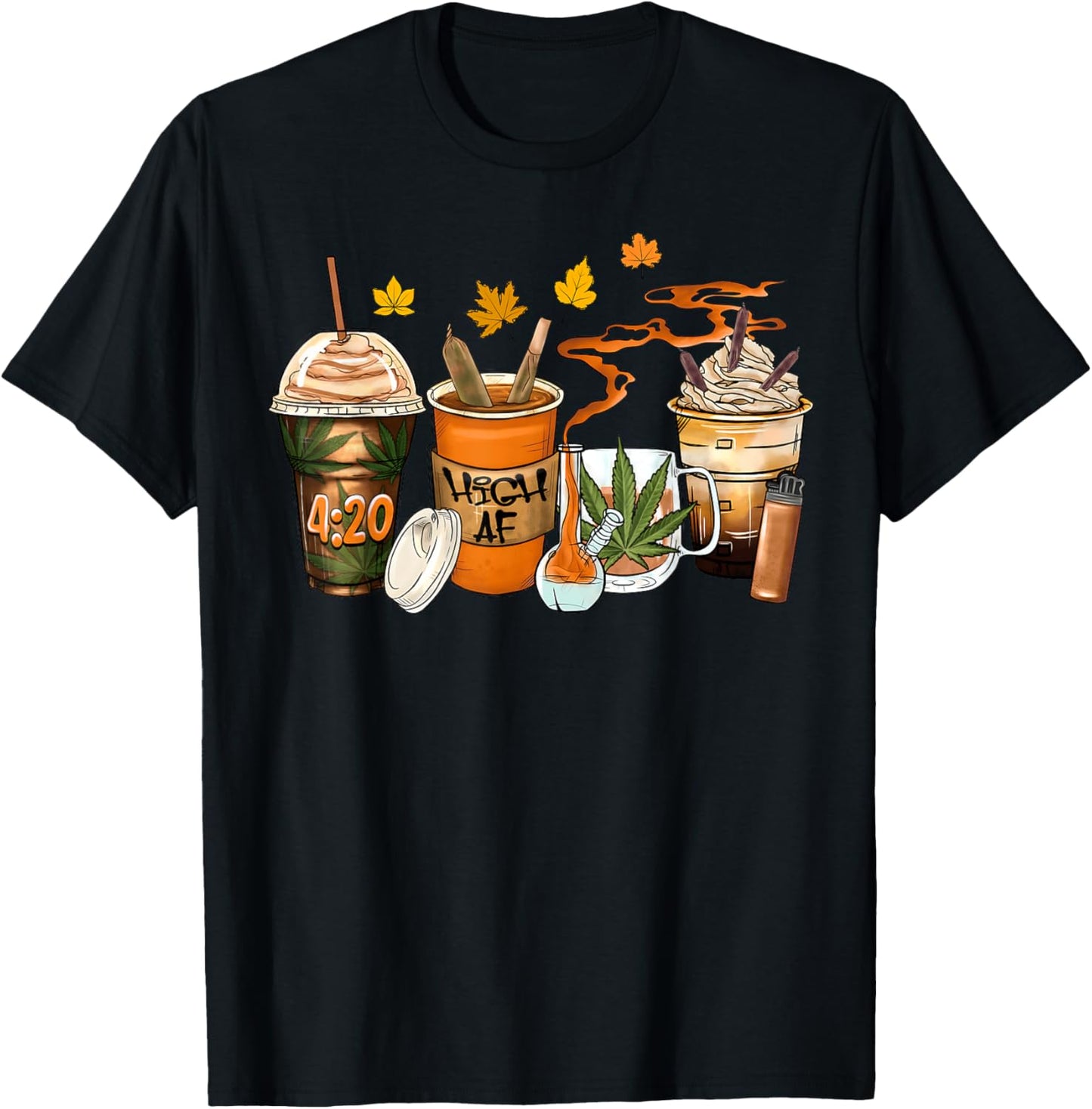 420 Marijuana Thanksgiving Weed Bong Pipe Pumpkin Spice Fall T-Shirt