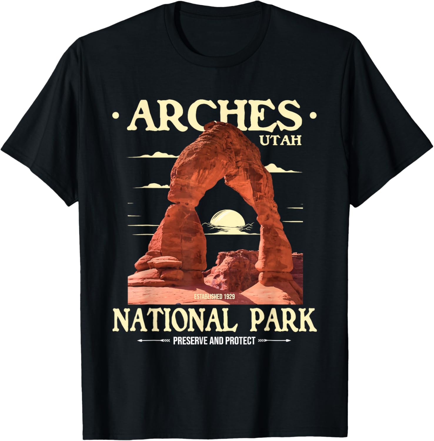Arches National Park - Retro Hiking &amp; Camping Lover T-Shirt