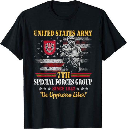 7th Special Forces Group US Flag Veteran 7th SFG Patriotic T-Shirt for Women Men