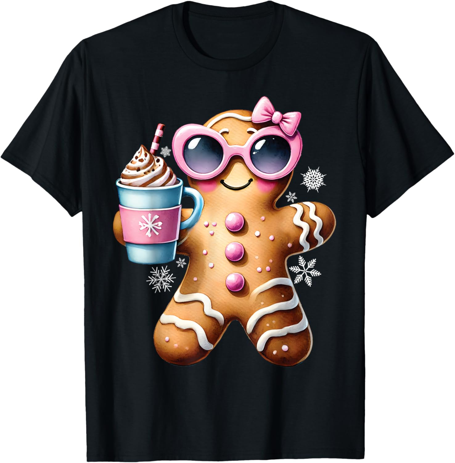 Gingerbread Drinking Hot Chocolate Bougie Women Christmas T-Shirt
