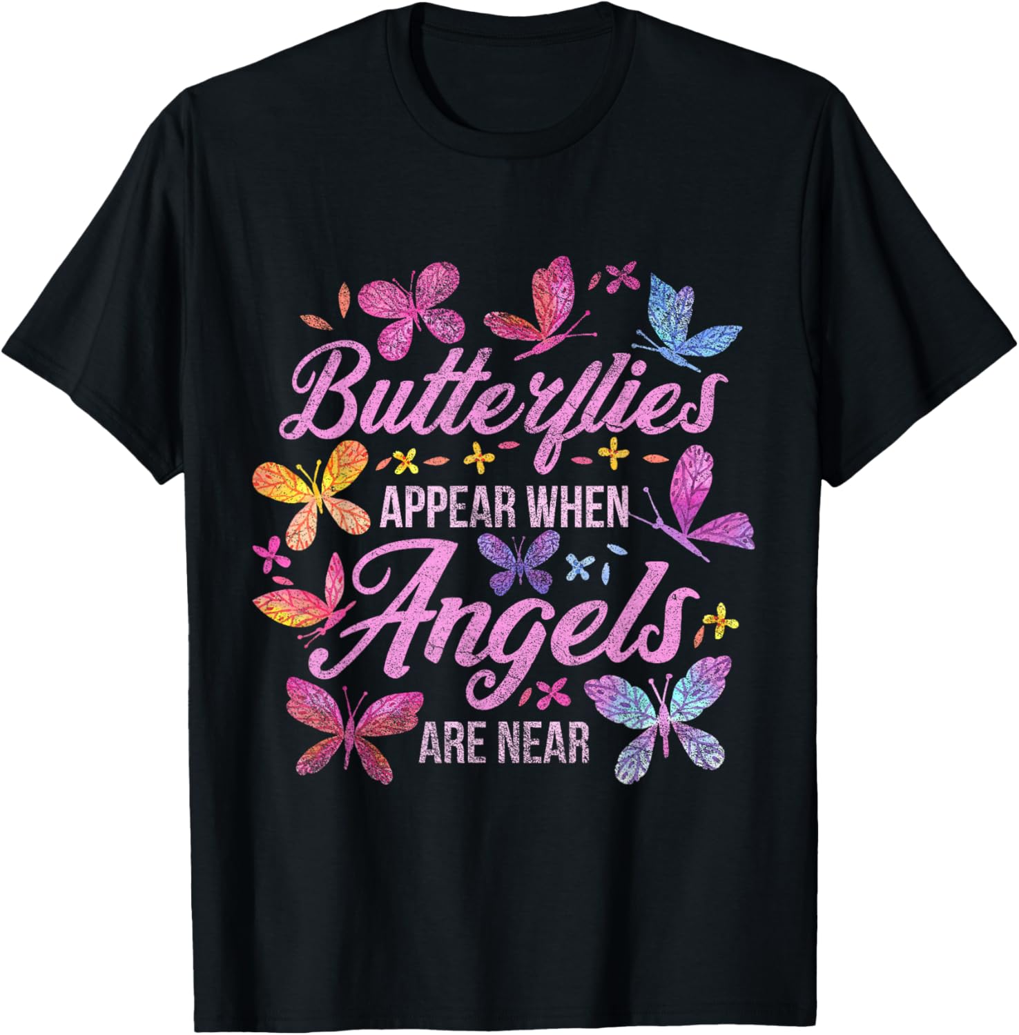 Animal Tees &amp; Gifts Butterfly T-Shirt - Unisex-Adults &amp; Kids - Black - Small - Long Sleeve - Nature-Inspired Classic Casual