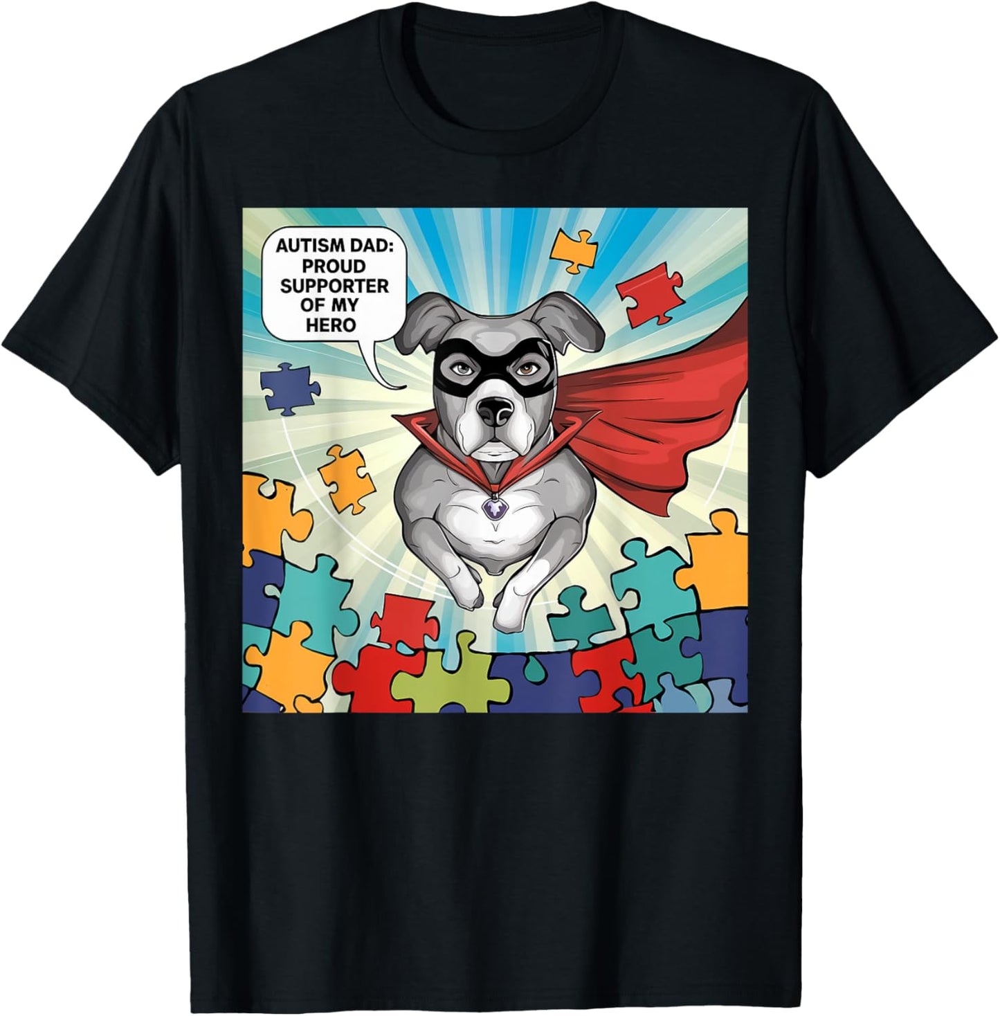 Autism Awareness Dad Father Dog Papa Funny Proud Autism Dad T-Shirt