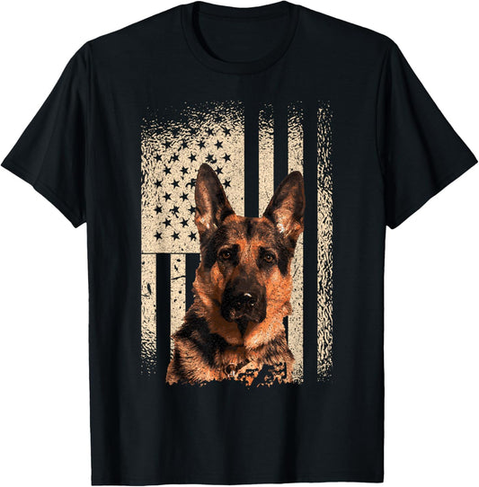 German Shepherd Dog USA Men Woman Patriotic Memorial T-Shirt