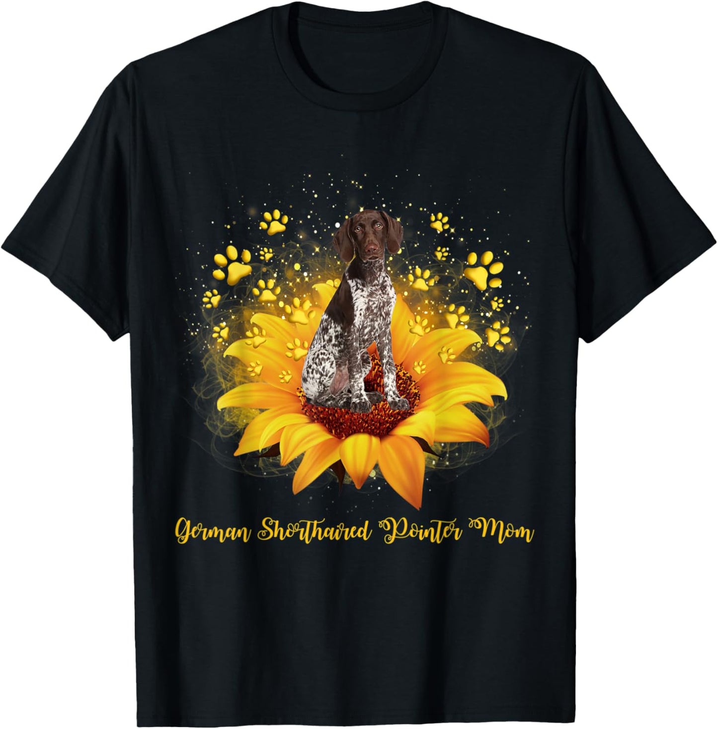 German Shorthaired Pointer Mom Sunflower Dog Paw Mothers Day T-Shirt