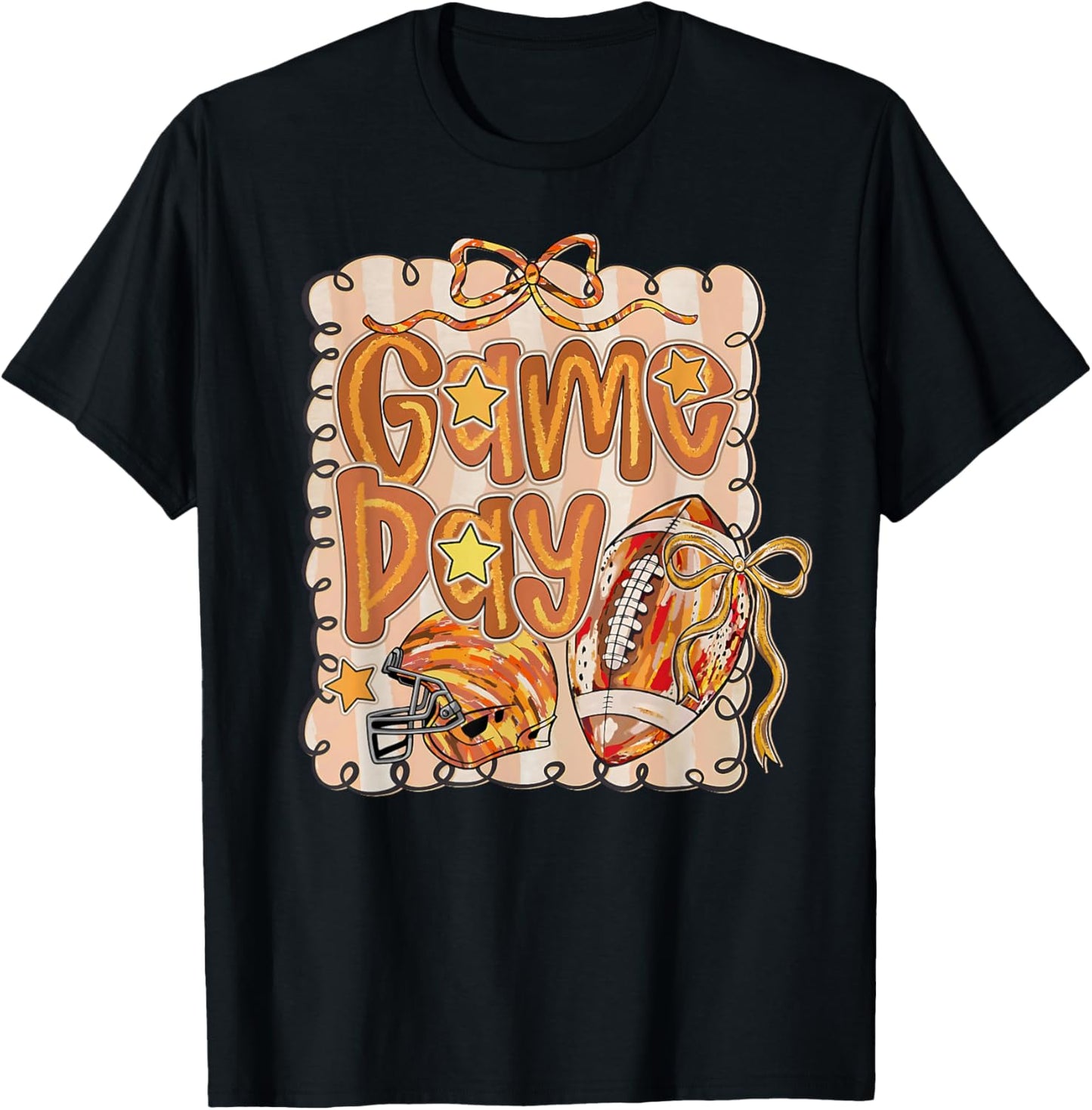 American Football Game Day Thanksgiving Coquette Bow Funny T-Shirt