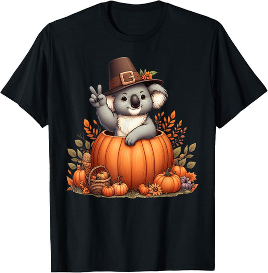 Autumn Pumpkin Fall Koala Thanksgiving Womens Mens Kids T-Shirt