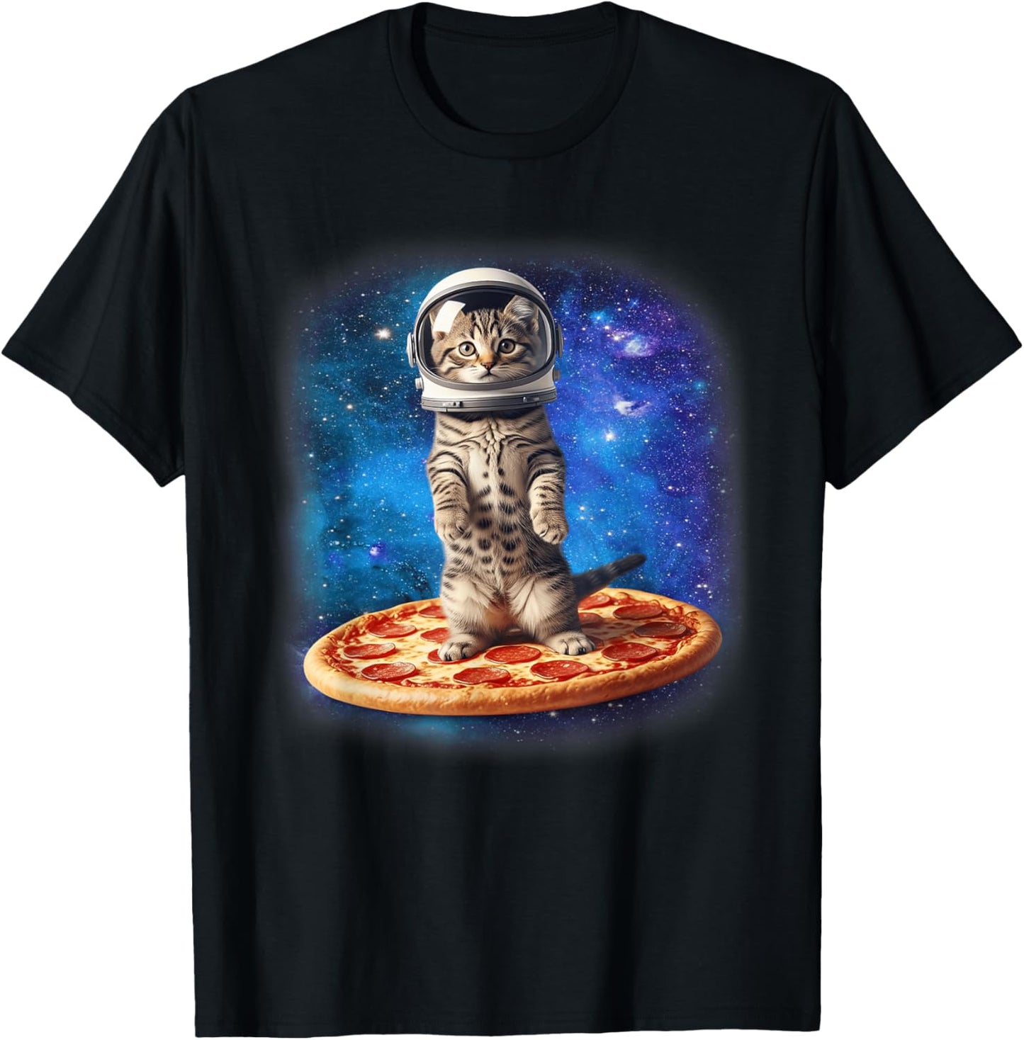 Astronaut Cat With Pizza Space Kitten Funny Cat Meme Pet T-Shirt
