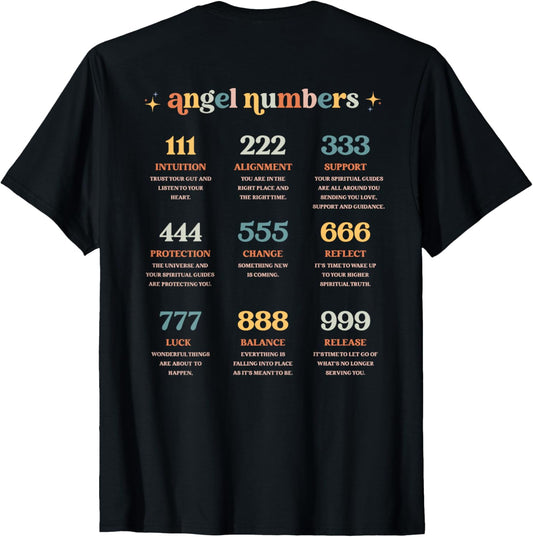 Angel Number Shirt Angel Aesthetic Angel Core Back Print T-Shirt