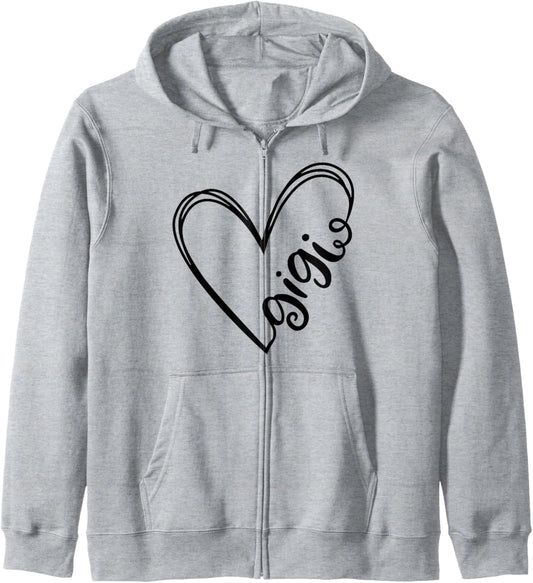 Gigi Heart Grandma Women For Christmas &amp; Mother's Day Zip Hoodie
