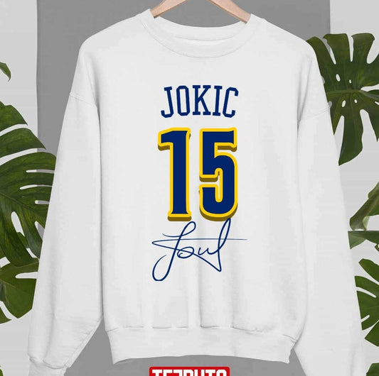 #15 Nikola Jokic Denver Nuggets With Signature Unisex Sweatshirt