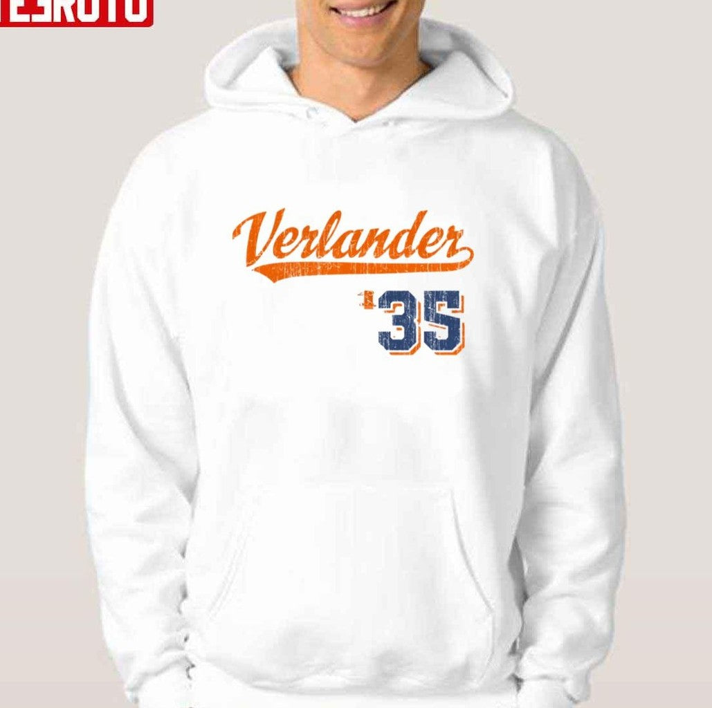 #35 Verlander Justin Verlander Script Vintage Unisex Hoodie