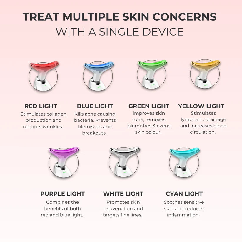 7-Color LED Facial Massager & Red Light Therapy Wand for Face and Neck