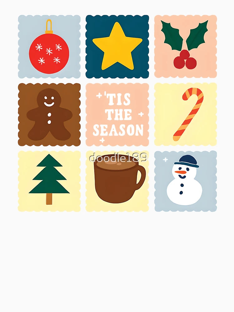 'tis the season illustrated stamp design