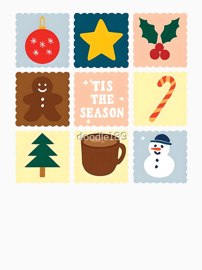 'tis the season illustrated stamp design