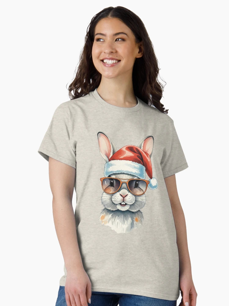 Cool Christmas Bunny – Santa Hat & Sunglasses Holiday Illustration